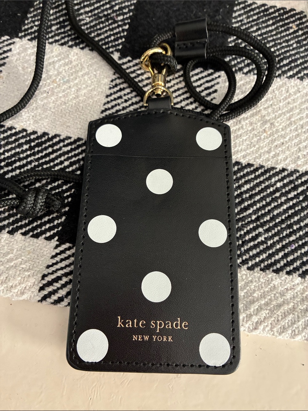 kate spade Black with White Polka Dots Cardholder Lanyard